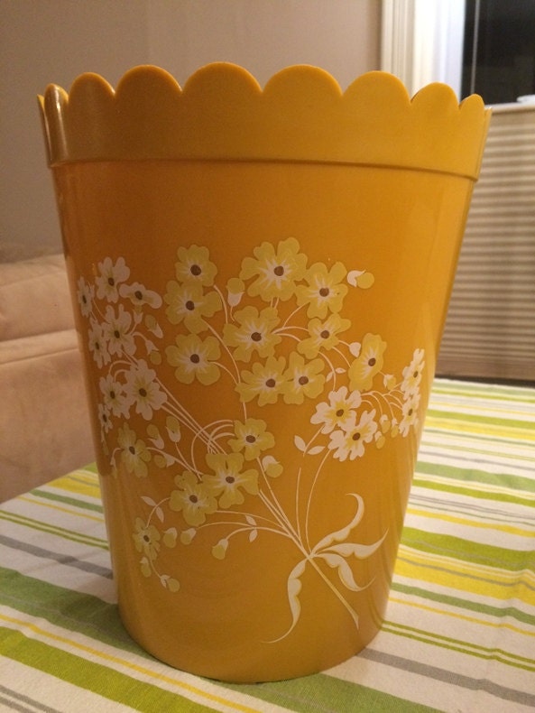 Vintage Ransburg Mustard Yellow Waste Basket Haute Juice