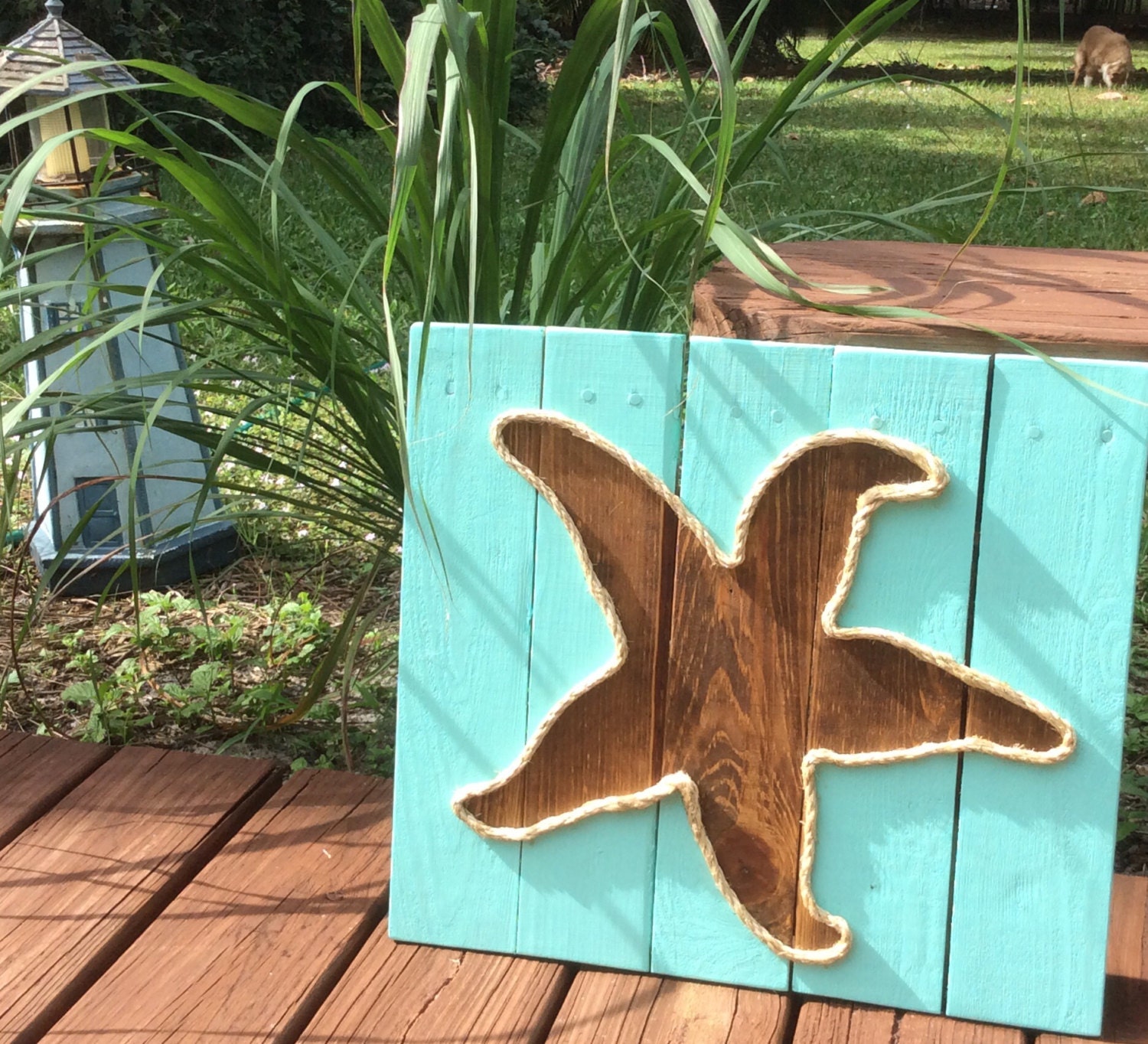 Handmade Starfish With Rope Beach Pallet Art by 