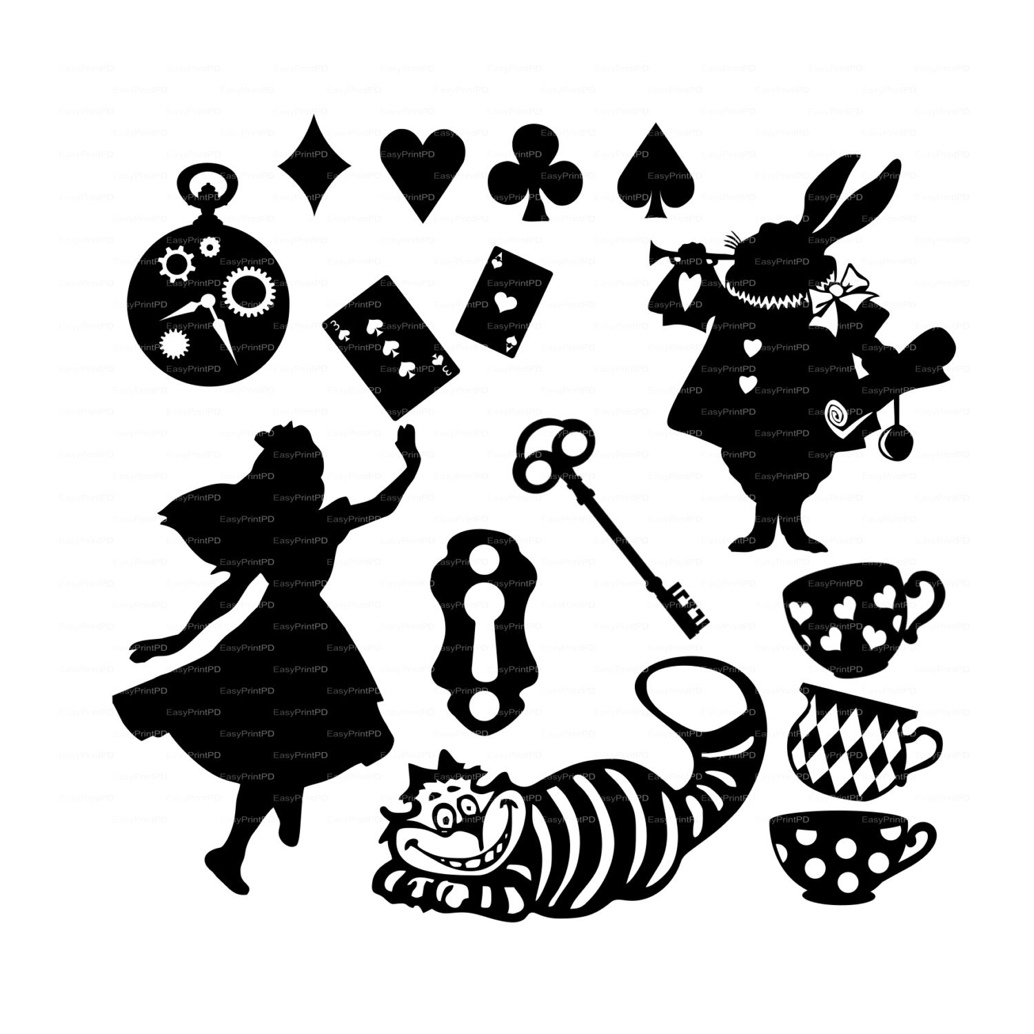 Download Alice in Wonderland Vectors Overlay svg dxf ai eps png