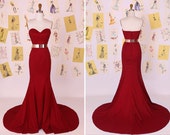 Dark Red Sweetheart Mermaid Long Prom Dress/Little Mermaid Evening Dress/Red Mermaid Prom Dress/Sexy Mermaid Prom Dress DAF0026