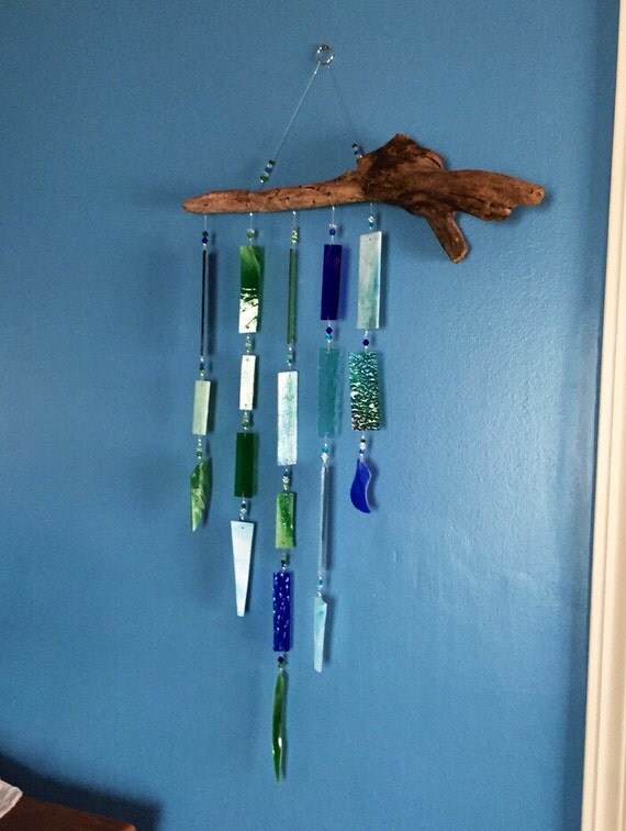 Swarovski Crystal Wind Chime Stained Glass by CatsGlassArtistry