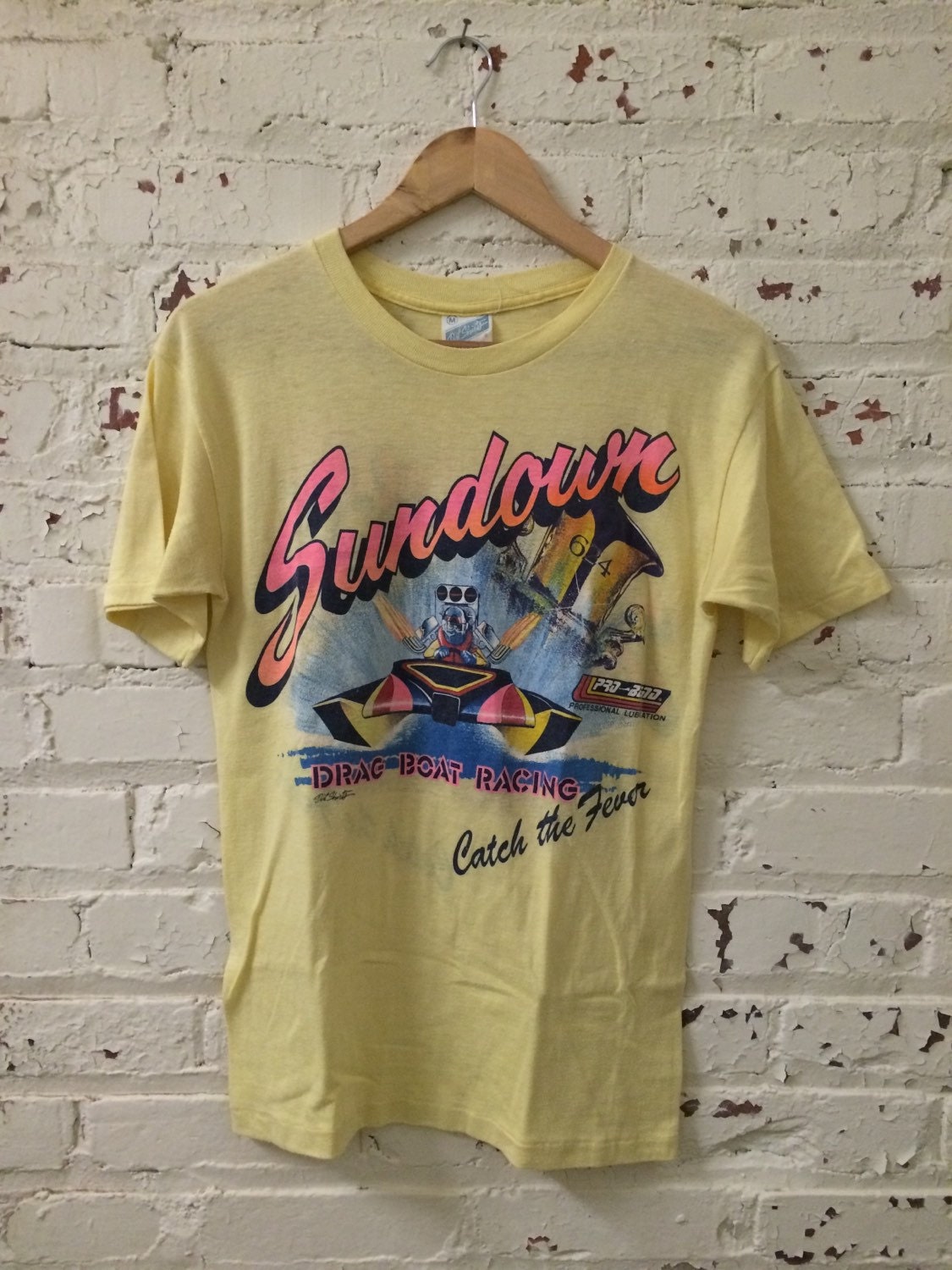Vintage 1980s Sundown Drag Boat Racing Shirt Made in the USA