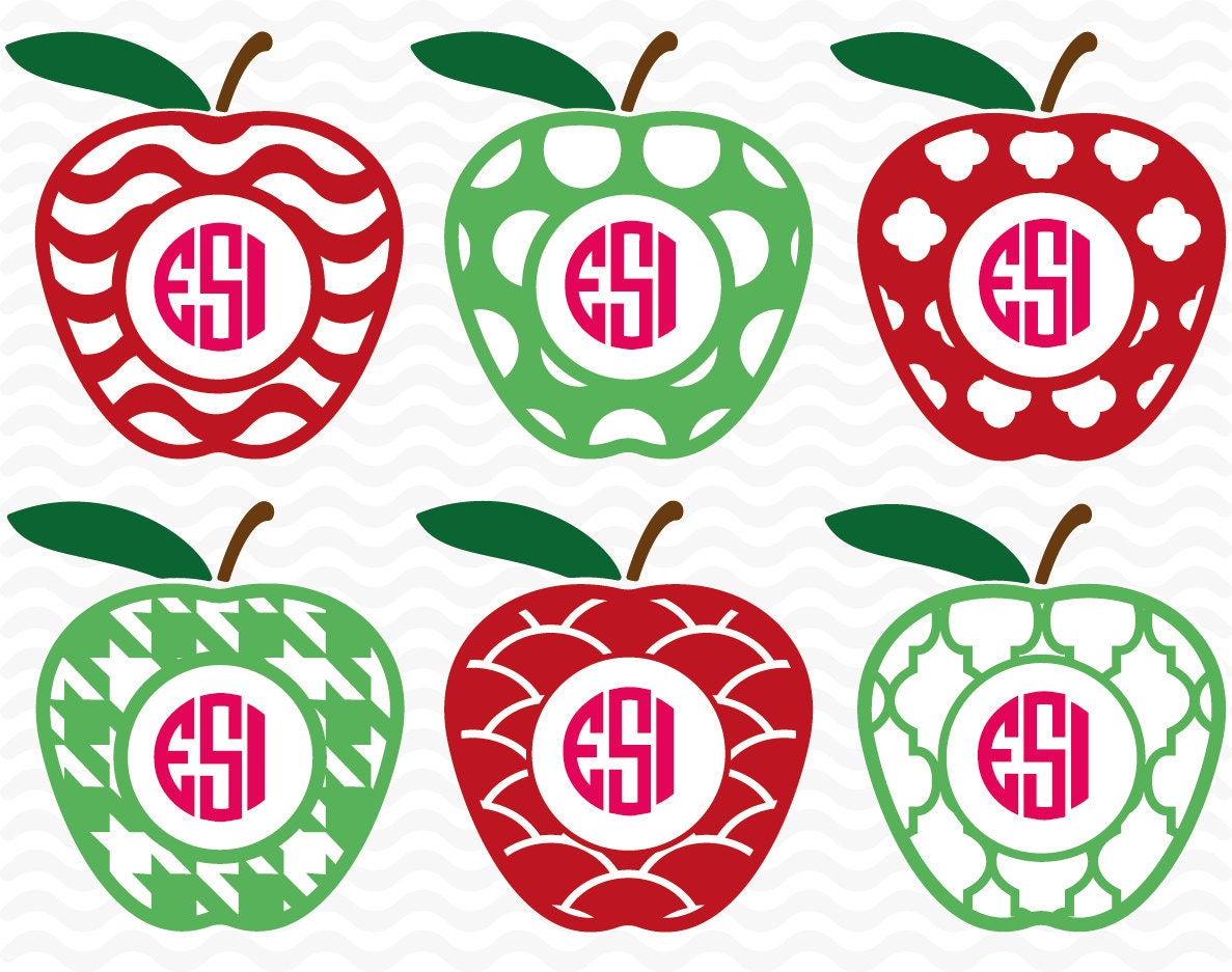 Download Apple Teacher circle monogram designs SVG DXF by ...