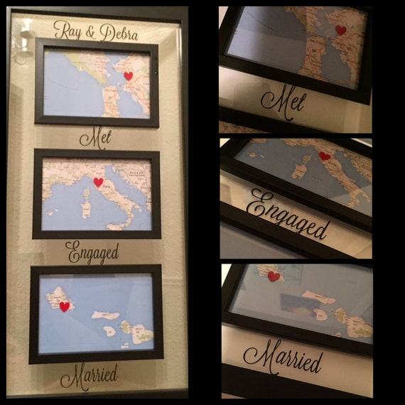 Met Engaged Married Frame - Love Story Map
