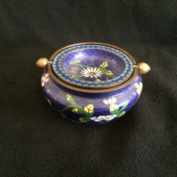 Antique Chinese Cloisonne FlipTop Ashtray Marked by FooDogVintage