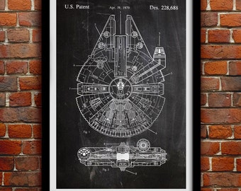 Star Wars Millenium Falcon - Geek Decor - Patent Print Poster Wall Decor - 0068