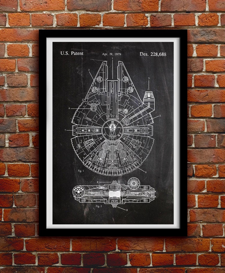 Star Wars Millenium Falcon Geek Decor Patent Print Poster
