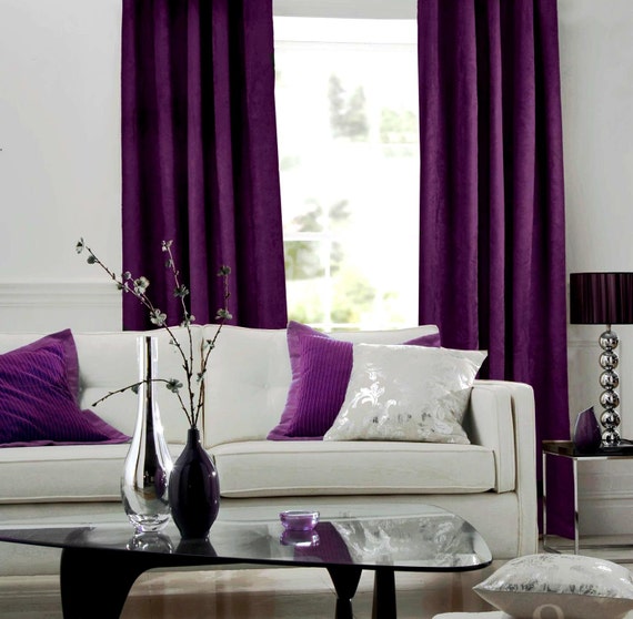 ROYAL PURPLE SILK curtain, dupioni silk, window dressing, draping, home ...