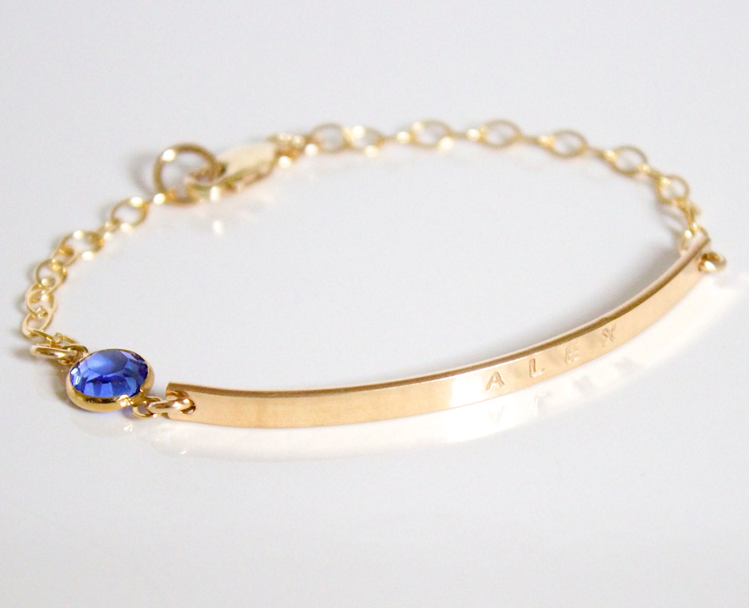 14K Gold Nameplate Bracelet ID Bracelet Gold Long Bar