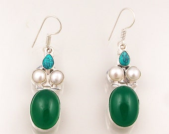 Items similar to Tana Mana - turquoise, petite pearl and sterling ...