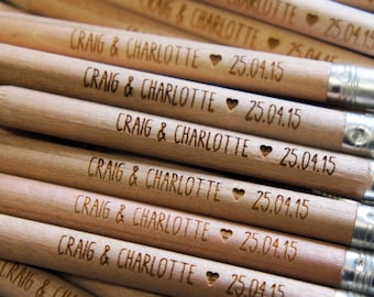 Pencil Us In - Save the Dates 30x (min order) single sided,engraved round Golf pencils