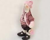 Artist Bunny Beata Bunny Vintage Styled Bunny Pink beige OOAK 19 inch 48 cm Stuffed doll Creamy Soft Toy Cloth Rabbit Home Decor heart boho