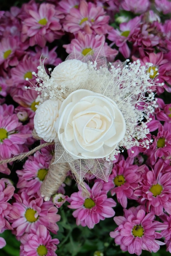 White Akito Rose Wedding Boutonniere by flowersundae on Etsy