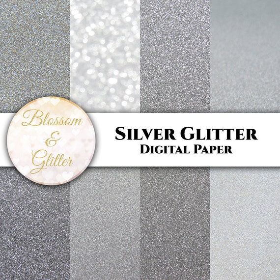 Download Silver Glitter Digital Paper Pack High by BlossomAndGlitter