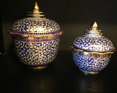 Large Ornate Blue and Gold jar.