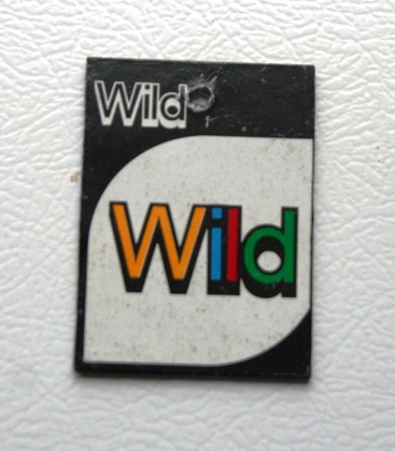 Items similar to Vintage Uno game wild card draw two green upcycled