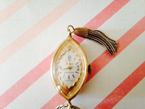Vintage Sheffield Watch Pendant Tassel Necklace