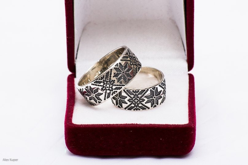 His and hers Ukrainian ethnic wedding ring by UkrainianArtTeam