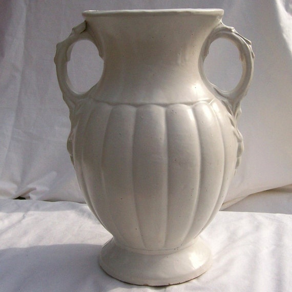 Vintage McCoy Pottery Stoneware Vase 1940s Matte White
