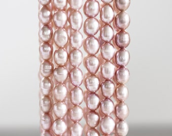 1381_Pale pink pearls 8-10 mm, Big pearls, Rice pearls, Large pearls, Natural pearls, Pink pearls, Cultivated pearls, Pearls for jewelry.