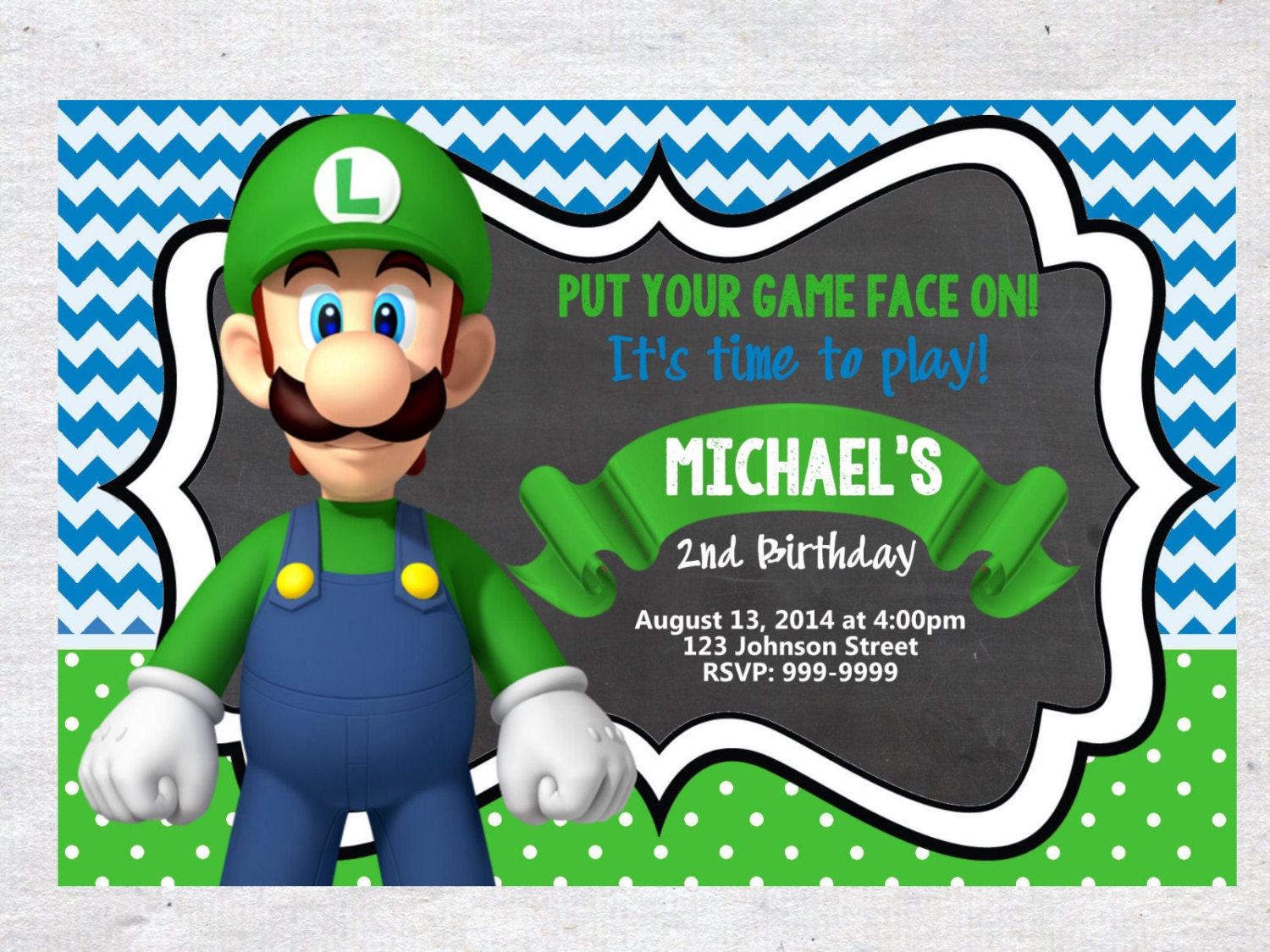 Luigi Party Invitations 1