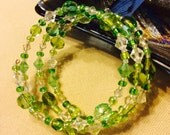 Memory Wire Bracelet, Mardis Gras, St Patrick's Day, Green Bracelet, No Clasps