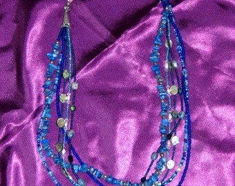Blue Multi Strand seed beed necklace