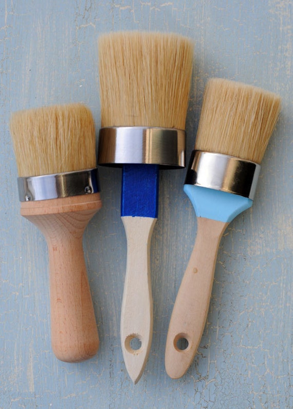 3 Natural Boar Hair Chalk Paint Brushes.1 Large, 1 Medium, 1 Wax Brush Annie Sloan "style" and