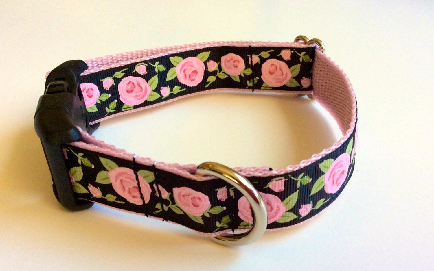 Rose Print Adjustable Dog Collar