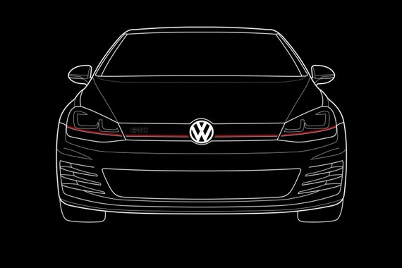 Items similar to Volkswagen Golf GTI digital outline on Etsy