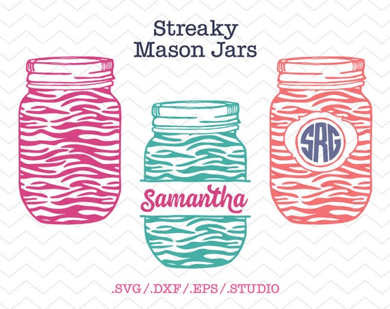 Download Streaky Mason Jar Monogram Frames SVG DXF EPS Studio3 Cut