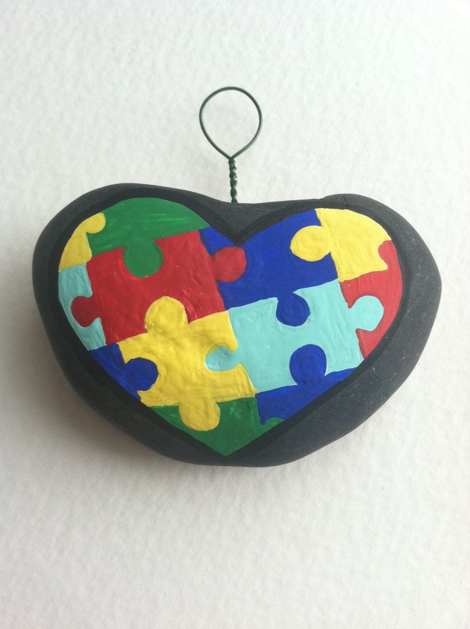 AUTISM ROCKHand Painted Autism Stone Hanging by SallyStones