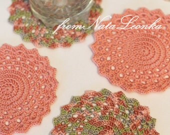 Crochet Coasters|Doilies for home decor Set of 6 crochet doily handmade lace crochet