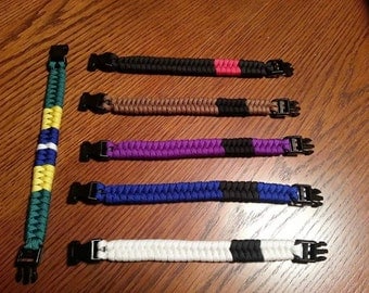 Brazilian jiu-jitsu belt rank paracord bracelet. What better way to be proud of your belt rank then wearing it on your wrist with pride!