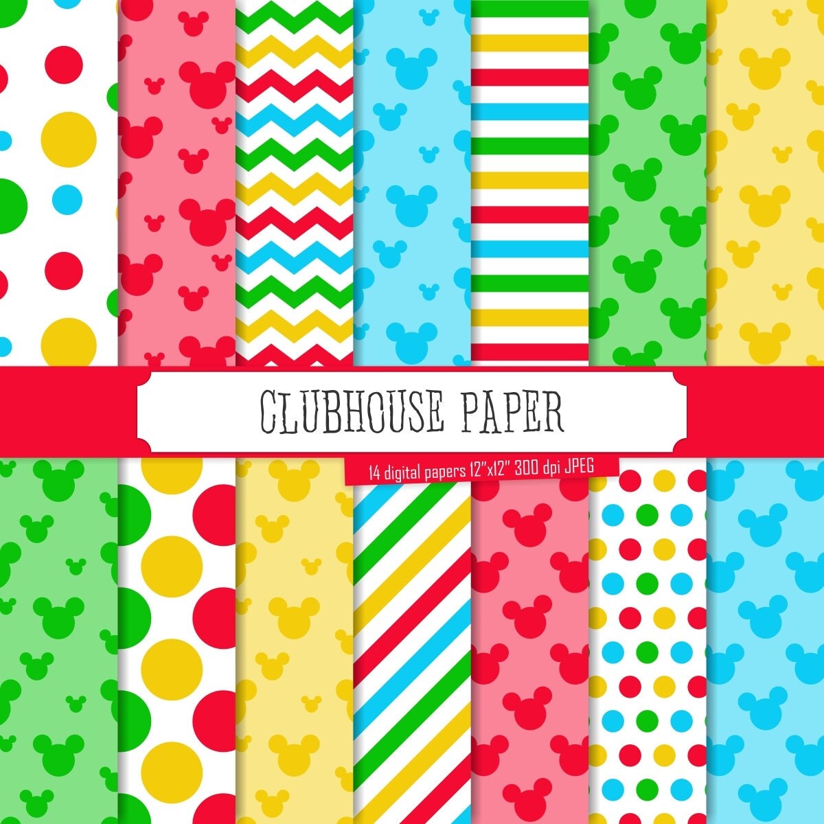 Buy 2 Get 1 Free! Clubhouse Inspired Digital Papers, Blue 