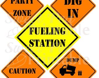 Construction Birthday Party Signs - Instant Download