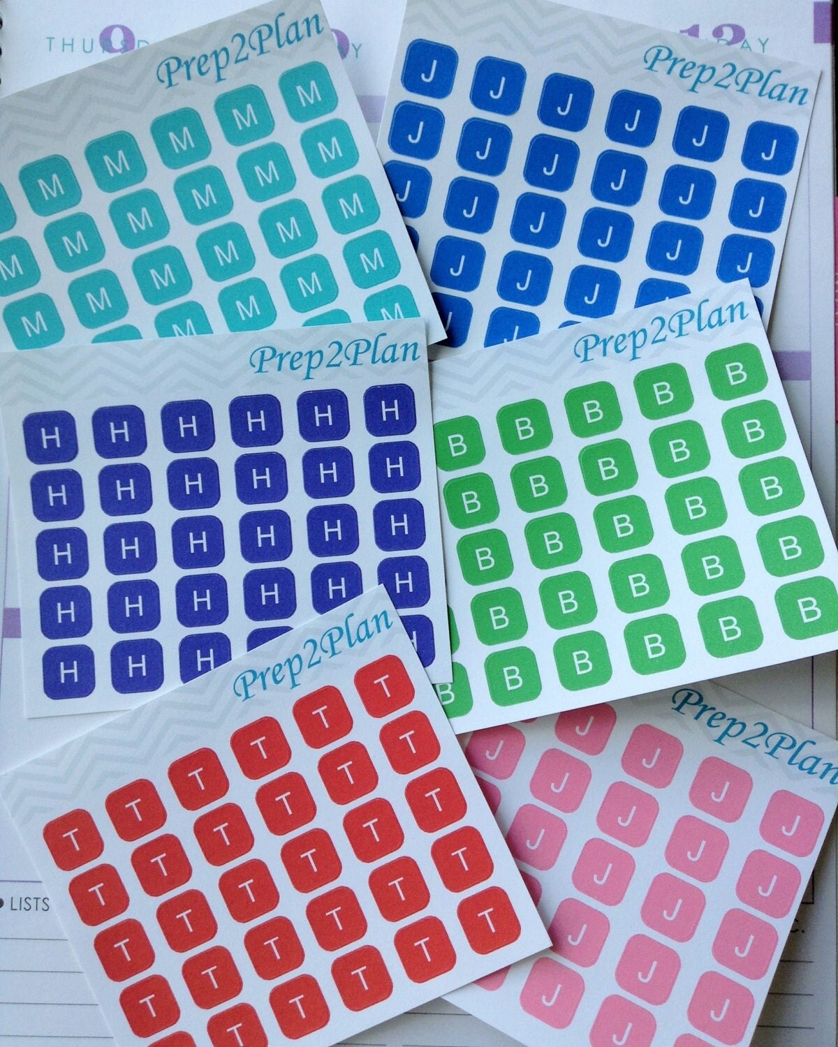 Color Coded Letter Box Stickers 30 stickers Organized by prep2plan