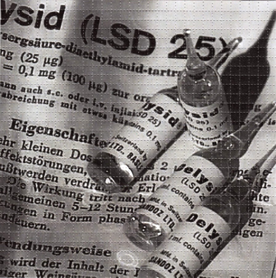 Sandoz Vial LSD 25 B/w BLOTTER ART perforated acid art