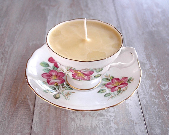 with China candles china Pink  Cup   Design cup  with Candle vintage Edward Vintage Floral Teacup
