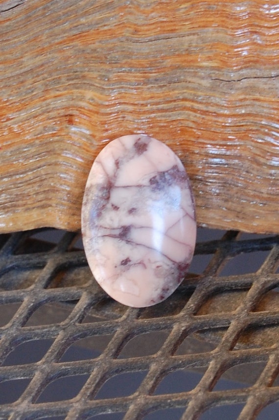 15431 Pink And Grey Picture Jasper Cabochon 28 X 20 By Pioneergems