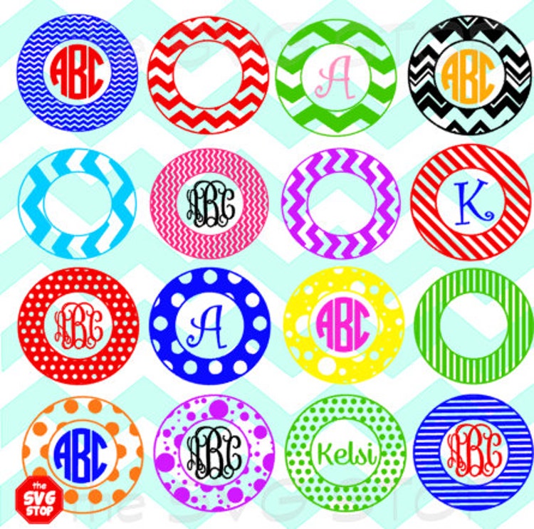 Download Chevron Stripes & Dots circle monogram frames SVG and by ...