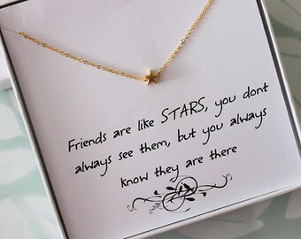 Star Necklace with message card, Friendship Necklace, Jewelry gift for Sister, Thank you jewelry, best friend gift