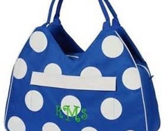 Blue Polka Dot Monogram Beach Bag