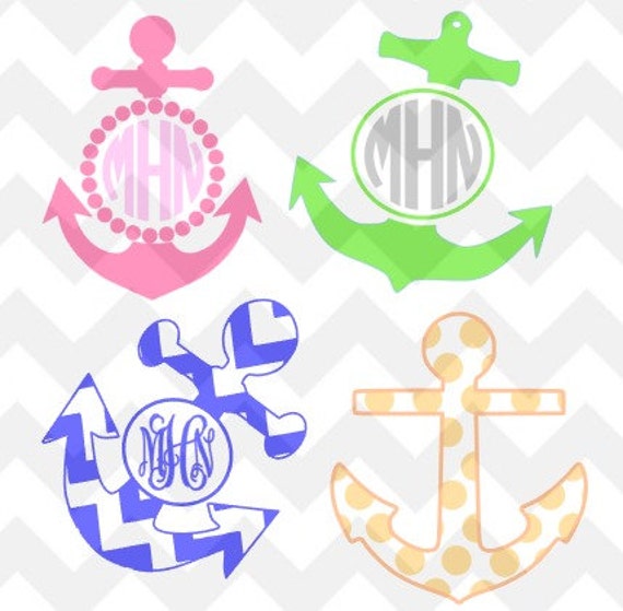 Download Anchor 4 File Monogram .SVG/.DXF/.PNG for use with Silhouette