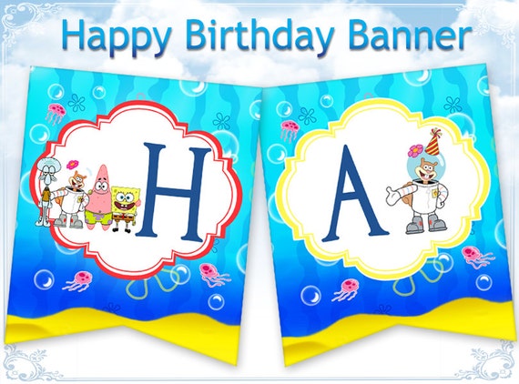 items-similar-to-spongebob-banner-happy-birthday-banner-bunting