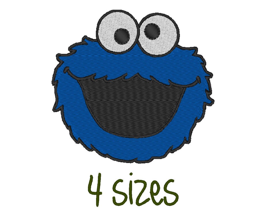 Cookie monster Stitch Embroidery design. 4 Sizes.