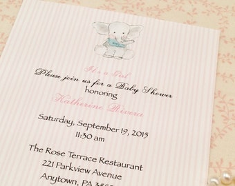 Baby Girl Shower Invitation-Pink Stripe Invitation