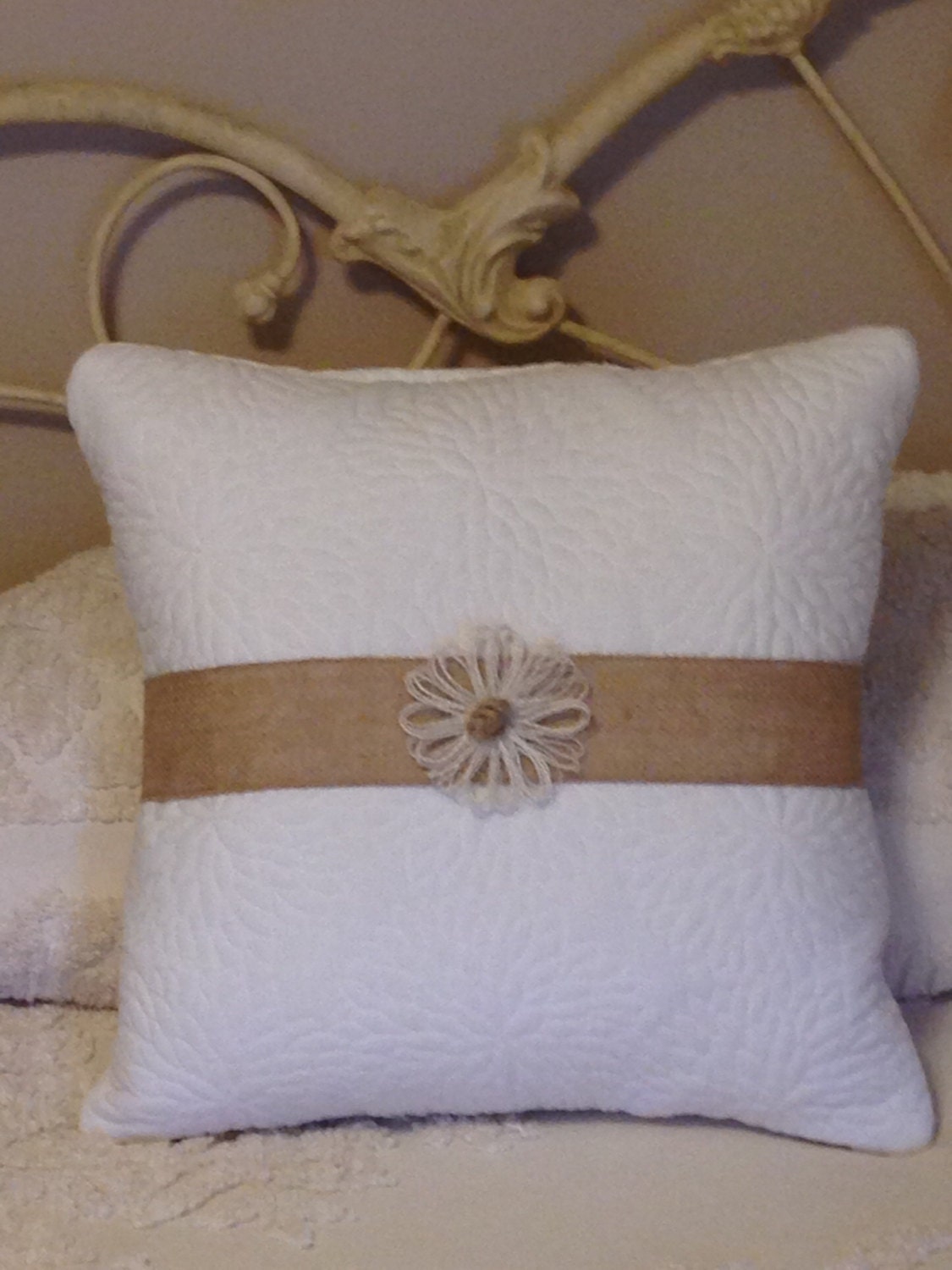 Burlap Pillow Wrap With Flower by ASouthernCharmDecor on Etsy