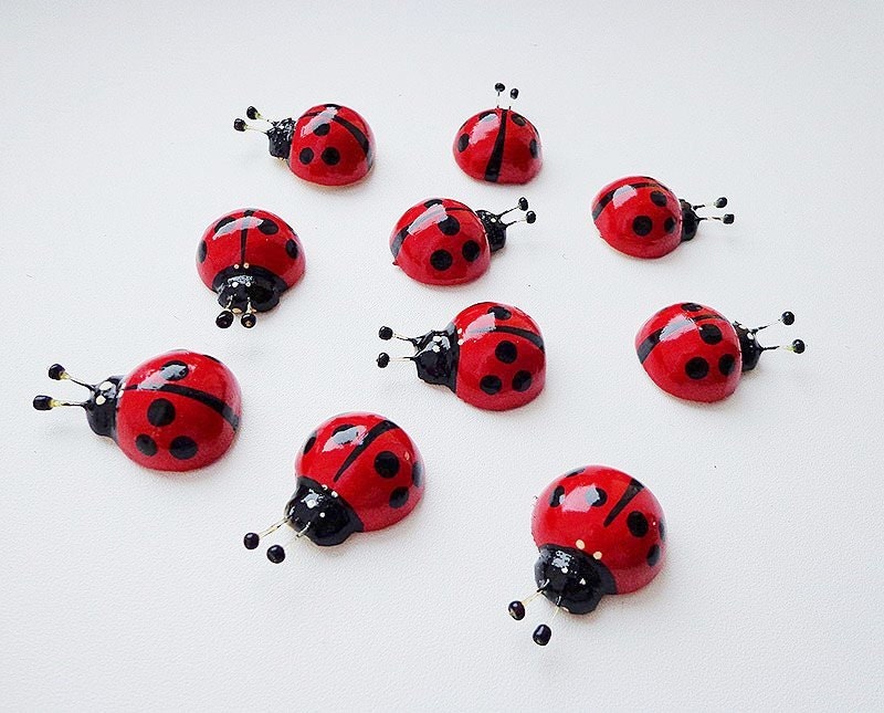 Ladybugs fridge set of 10 red ladybirds