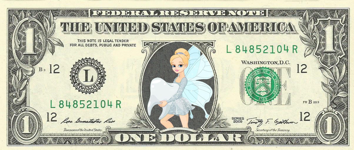 Tooth Fairy Money Color Dollar Bill REAL Money